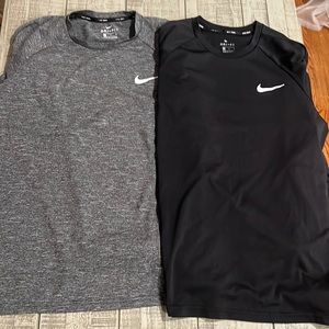 Bundle/Lot of 2 Nike Dri-fit long sleeve gym or T-shirts size med black and Gray